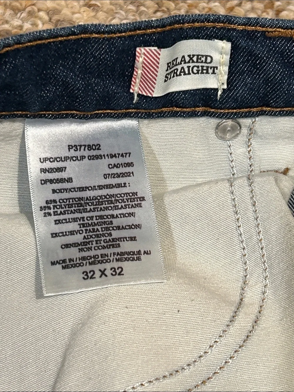 Dickies Flex Men’s 32x32 Dark Blue Carpenter Jeans Relaxed Straight